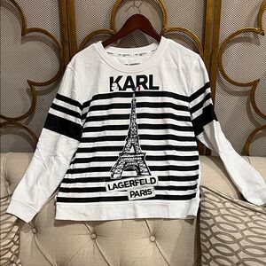 Karl Lagerfeld Kids Eiffel Tower Black and White Sweatshirt